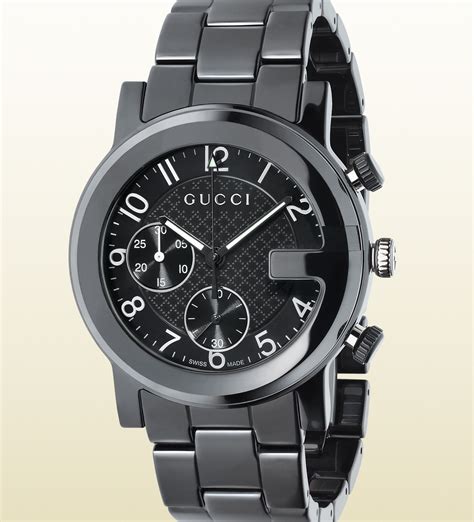 gucci watch with a black face 80s|Gucci g chrono watch black.